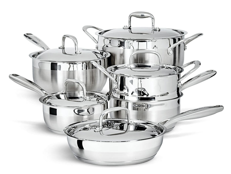 Canadian Classic Stainless Steel Cookware Set, Dishwasher & Oven Safe, 11-pc R4950