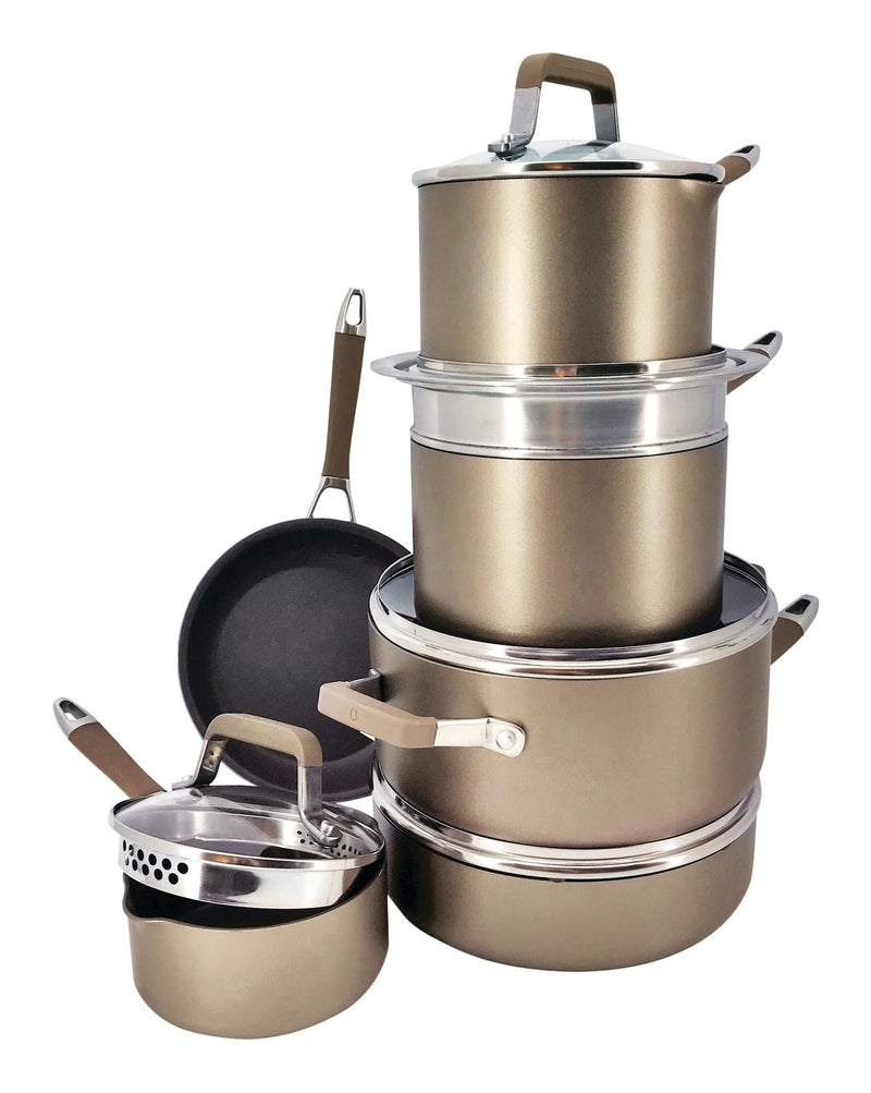 Classic Cookware Set, Non-Stick, PFOA-Free, Oven Safe, Champagne Bronze, 12-pc N5663