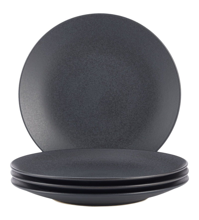 Dorset Stoneware Dinner Plate Set, Black Reactive, 4-pk, Oven Safe J4424