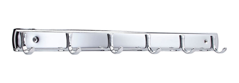Stainless Steel 6-Hook Rail, Chrome, 19-in L4245