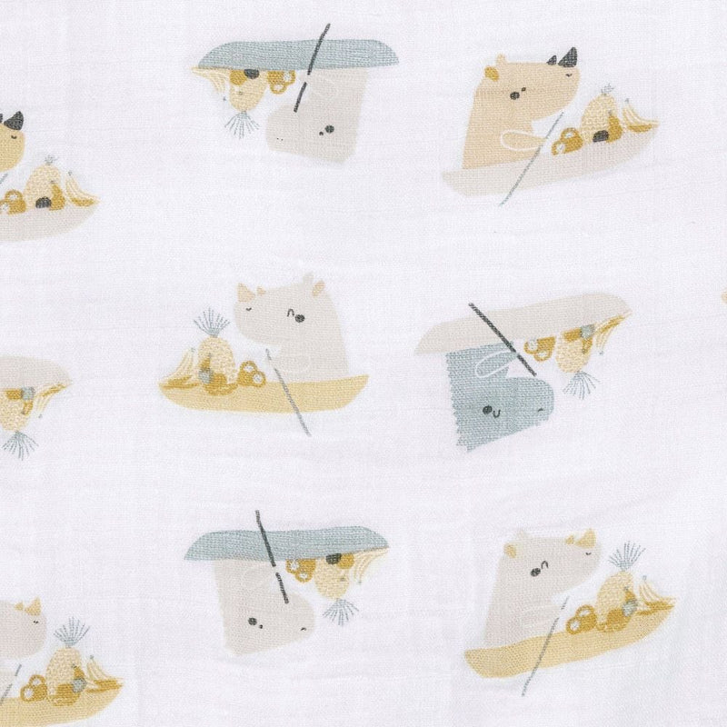 Cotton Muslin Baby Swaddle Blanket, Rhinos B2239