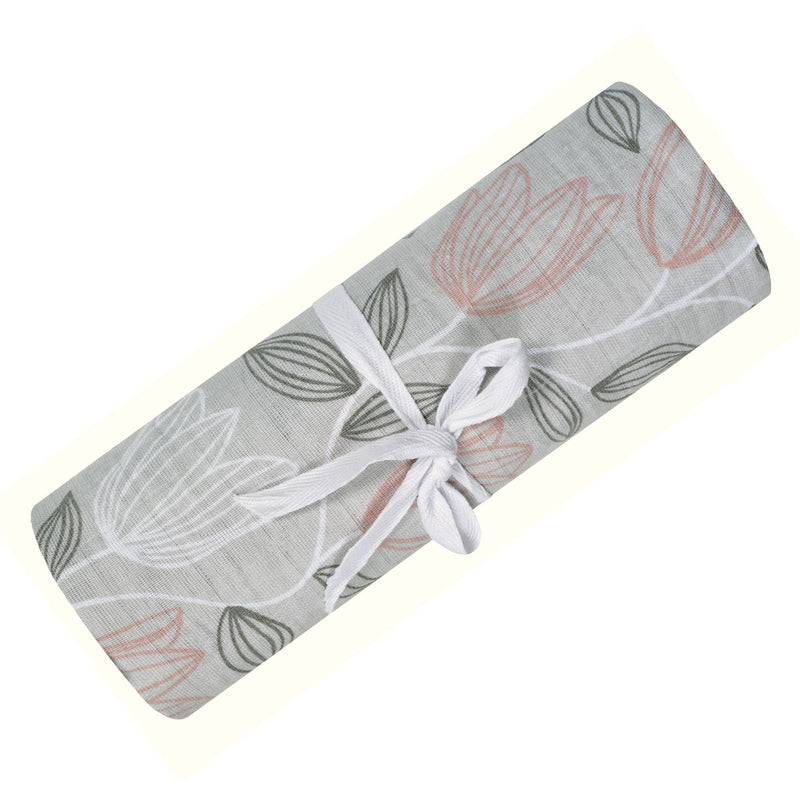 Cotton Muslin Baby Swaddle Blanket, Tulips O8601