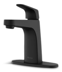 Matlock Single Handle High Arc Single Hole 4-in Centreset Bathroom Sink Faucet, Push & Seal Drain, Matte Black E5126