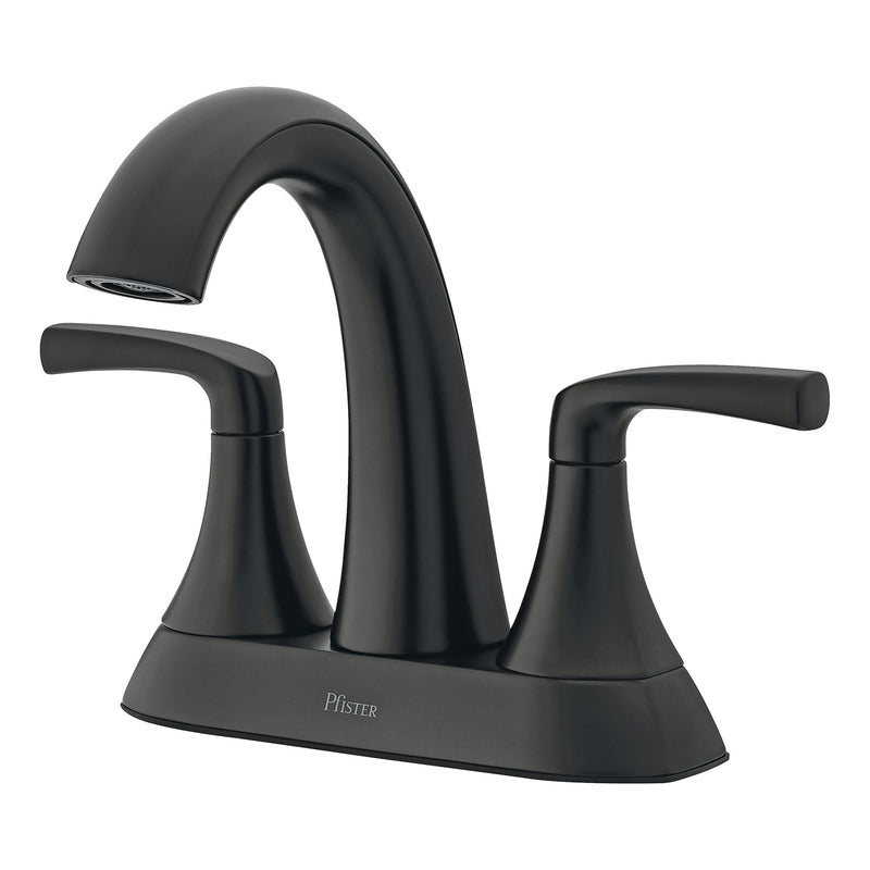 Rancho Double Handle 4-in Centreset Bathroom Sink Faucet Push & Seal Drain, WaterSense Certified, Matte Black A8483