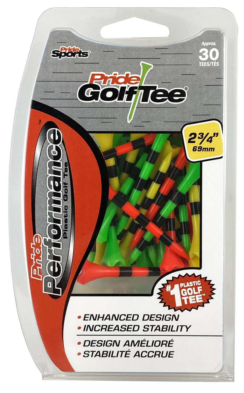 Pride Performance Plastic Golf Tee, 2-3/4-in, 30-pk, Fruit Mix/Stripes Assorted Colours K2898