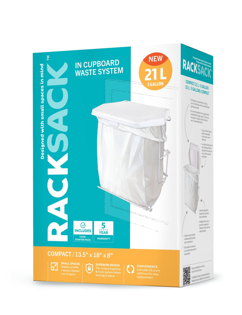 Expandable Kitchen Garbage Bag Holder, Fits 15-L or 21-L bags, Includes 5 bags X3698