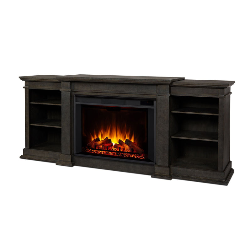 Eliot Grand Entertainment VividFlame Electric Fireplace TV Stand, 1500W, Includes Remote Control & Firebox, Antique Grey L4201