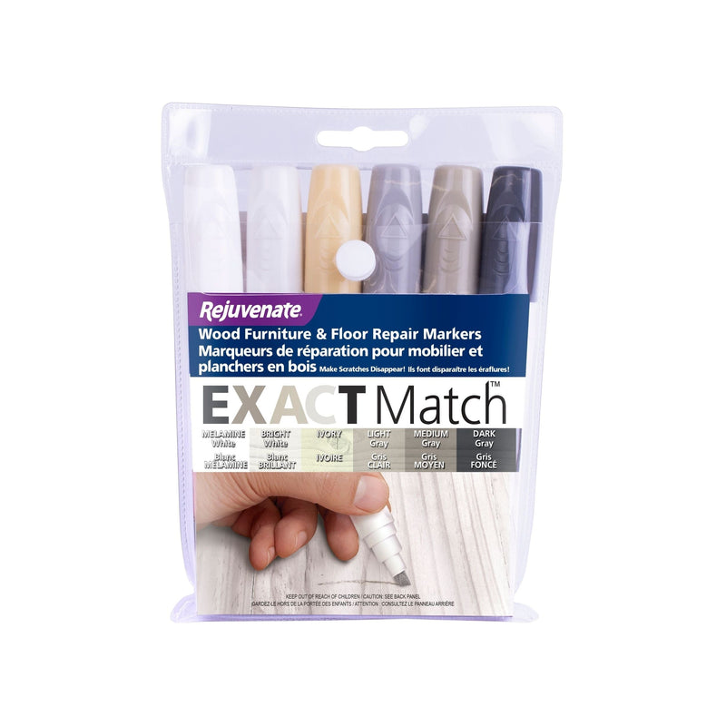 Exact Match Wood Furniture & Floor Repair Markers, White-Grey, 6 Shades J2452