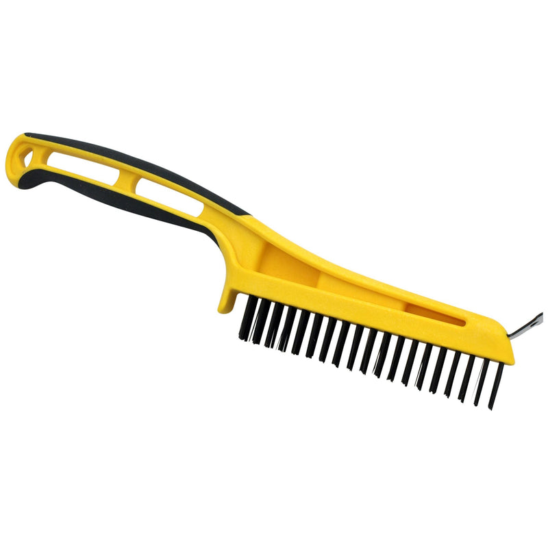 Carbon Steel Wire Bristle Brush with Metal Scraper, Removes Paint/Dirt/Rust W7710