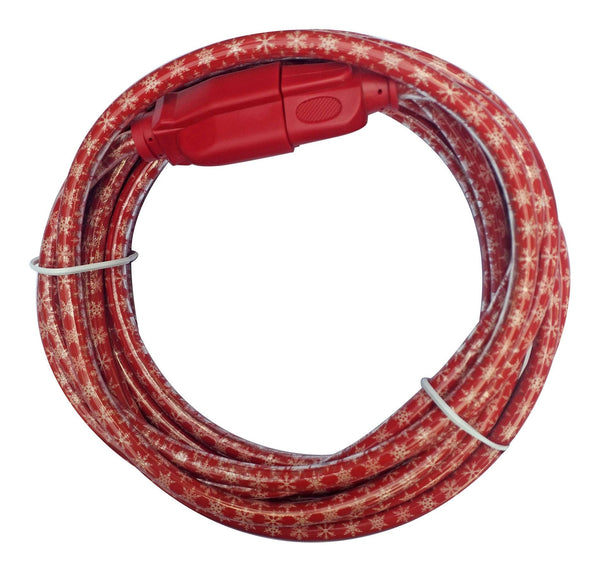 16/3 Outdoor Snowflake Extension Cord with Grounded Outlet, Red/White, 7.5-m M9342