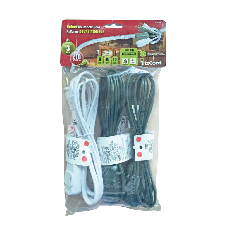 6-ft 7-in 16/2 Indoor Extension Cord, 3-pk B6755
