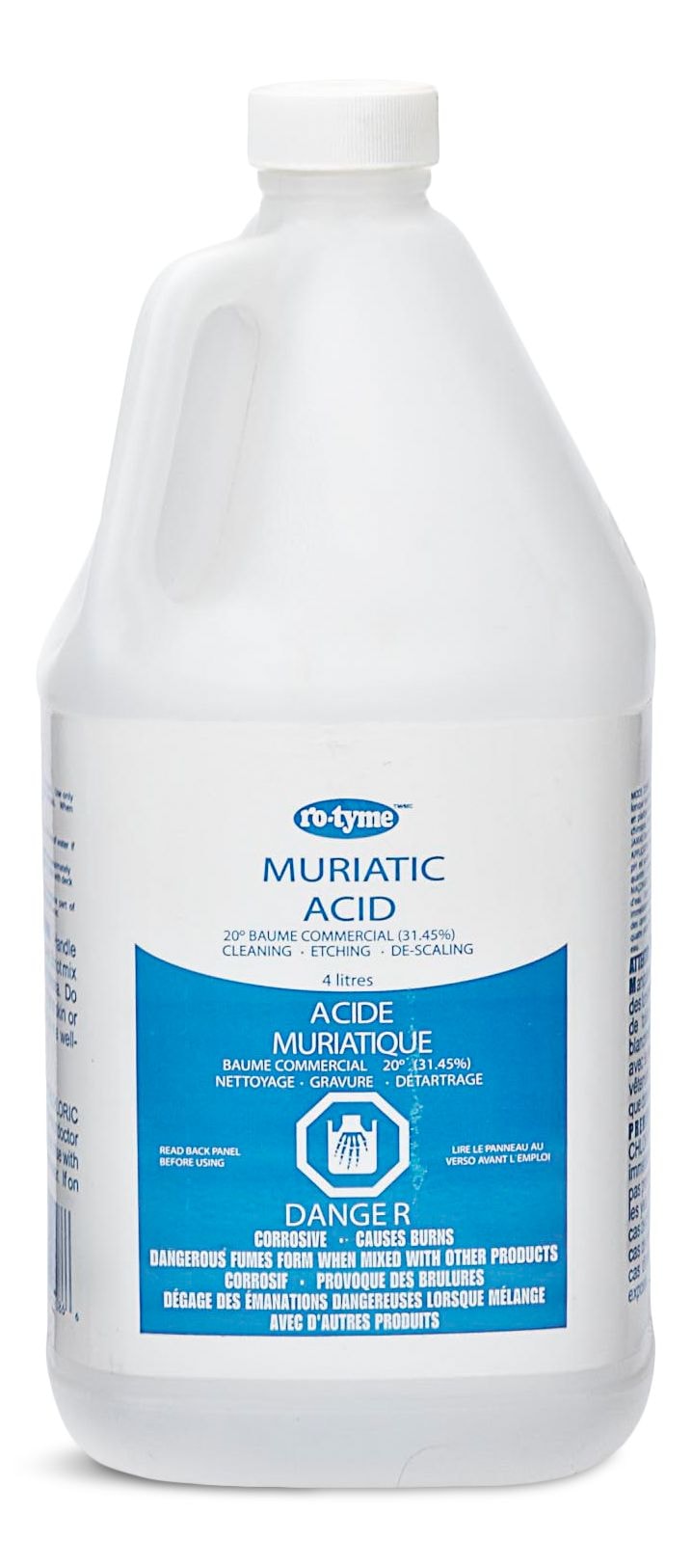 Muriatic Acid For Cleaning & Etching Concrete & Descaling Tile/Porcelain, 4-L O7198