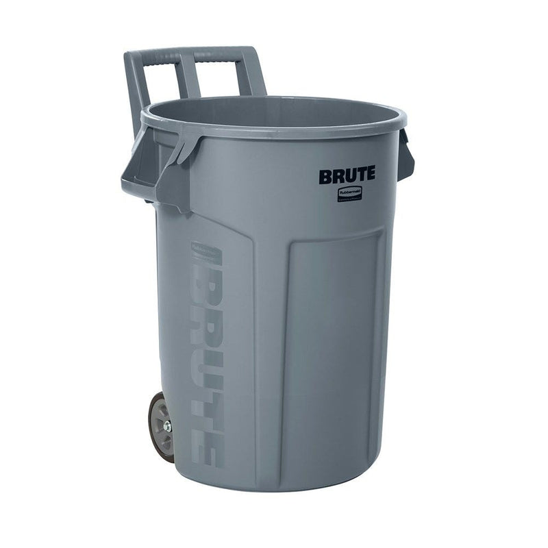 Commercial Wheeled Brute Circular Outdoor Garbage Can, Grey, 121-L G7475