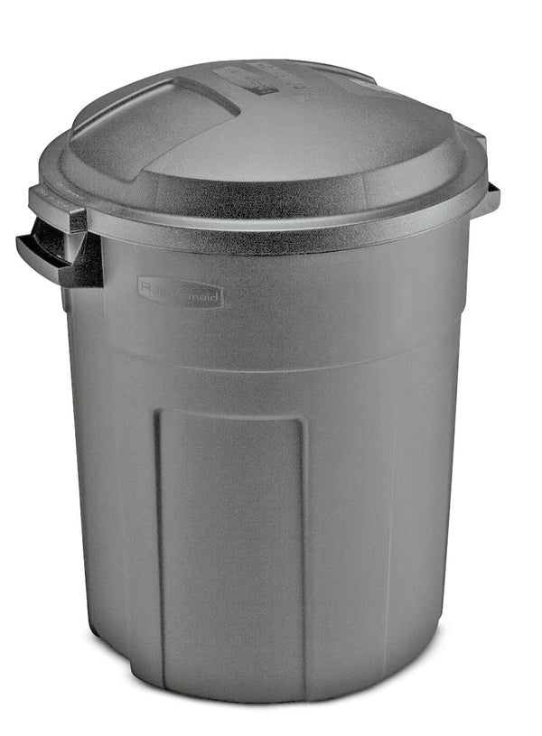 Heavy-Duty Plastic Circular Garbage Can, Black, 75.7-L U5357