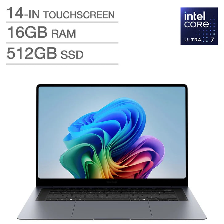Samsung Galaxy Book6 Pro Copilot+ PC 14.0-in Touchscreen AMOLED Laptop, Intel Core Ultra 7 356H- 16GB RAM, 512 GB SSD G5770