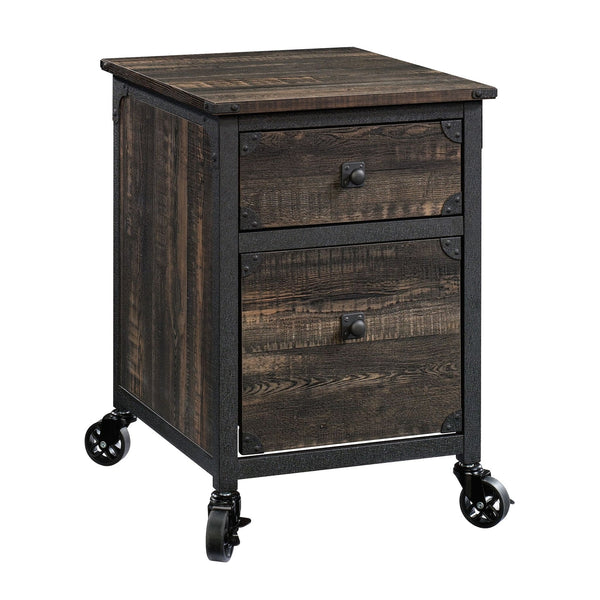 Steel Pedestal River File Cabinet with Drawers, Carbon Oak N6781