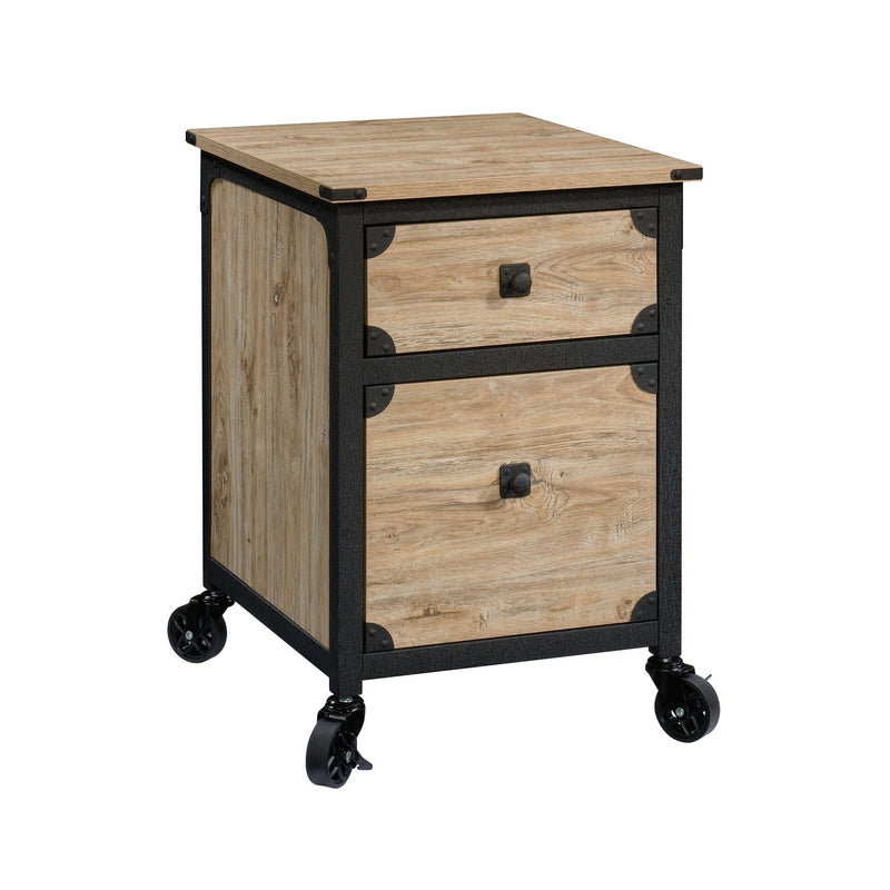 Steel Pedestal River File Cabinet with Drawers, Milled Mesquite J5469