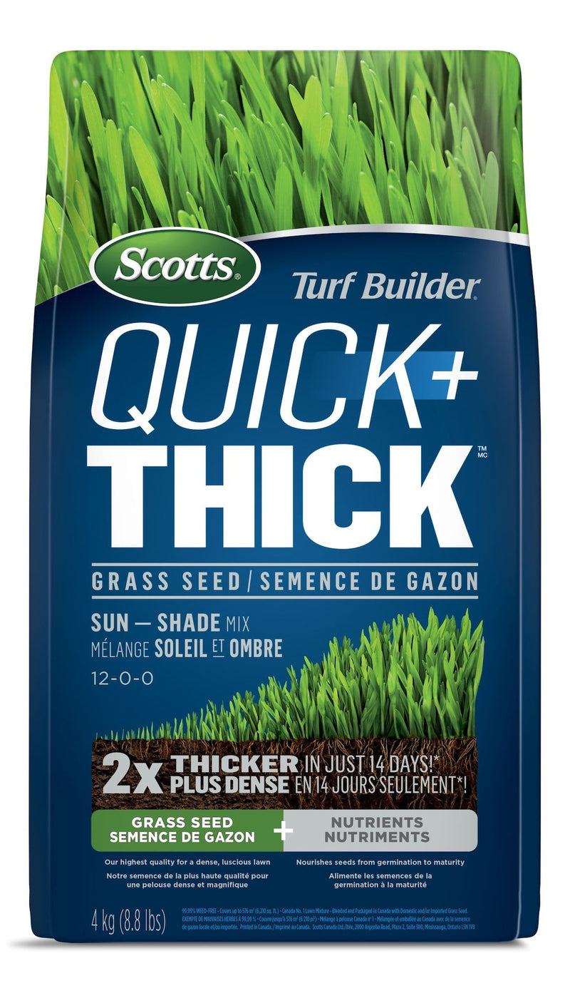 Turf Builder Quick + Thick Sun—Shade Grass Seed & Fertilizer Mix, 4-kg D3418