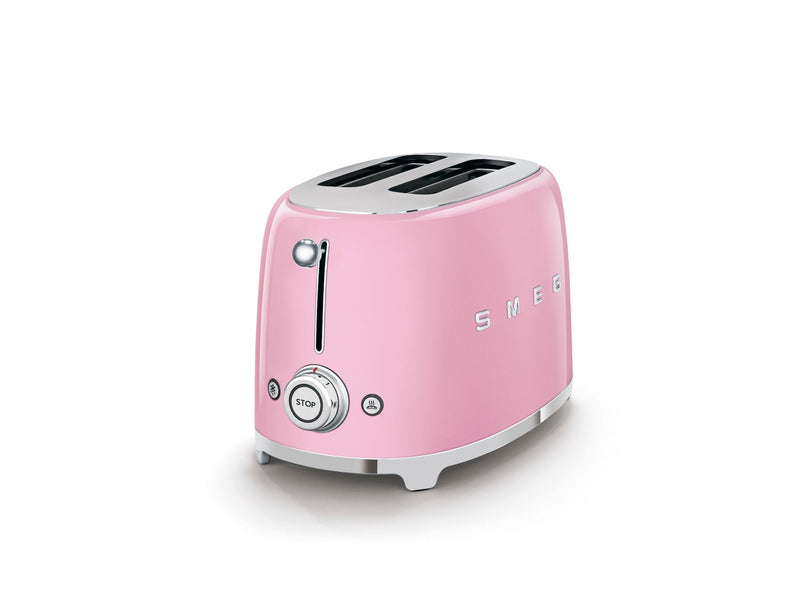 50's Retro Style Wide Slot Pop Up Electric Toaster with 6 Settings, 2-Slice, Pink T0070