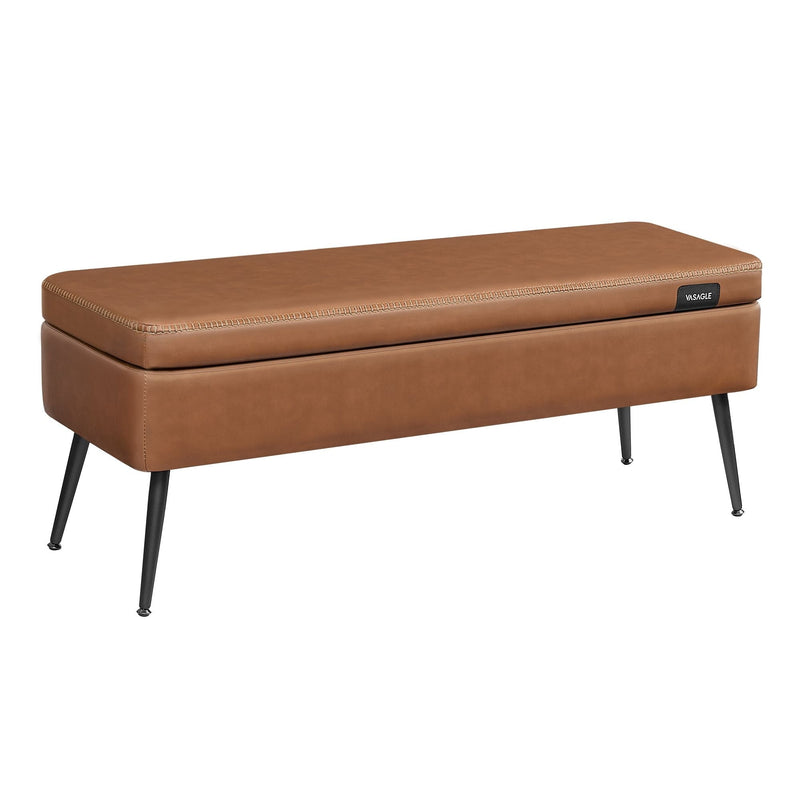 Home Caramel Brown Storage Bench with Steel Legs S5389
