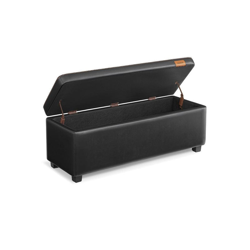 Home Deep Mid-Century Modern Black Storage Ottoman U7120