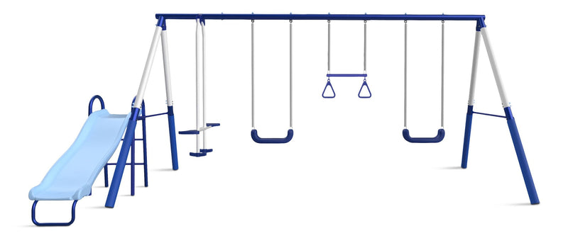 Arcadia Star Kids' 5-Station Burst Metal Swing Set Combo with Slide H7472