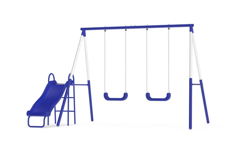 Play Time Kids' 3 Station Metal Swing Set with Slide V6484