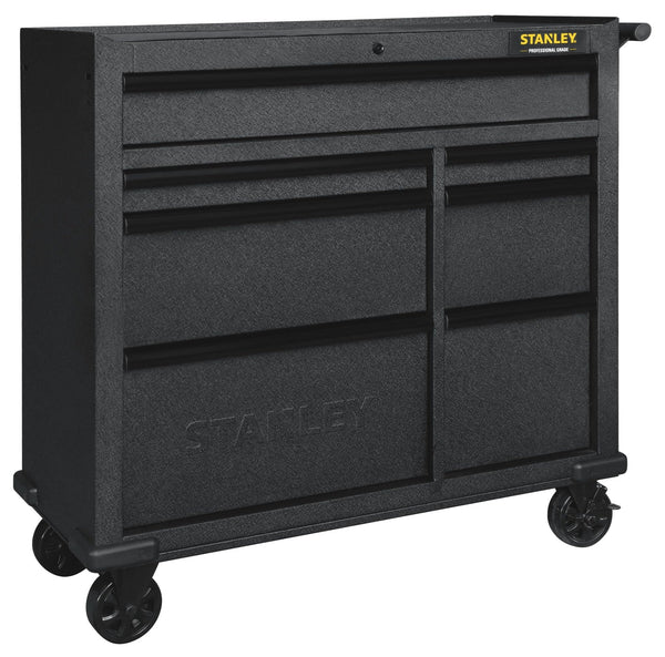 Rolling Tool Storage Cabinet with 7 Drawers, Power Bar with USB, Black, 42-in D0466