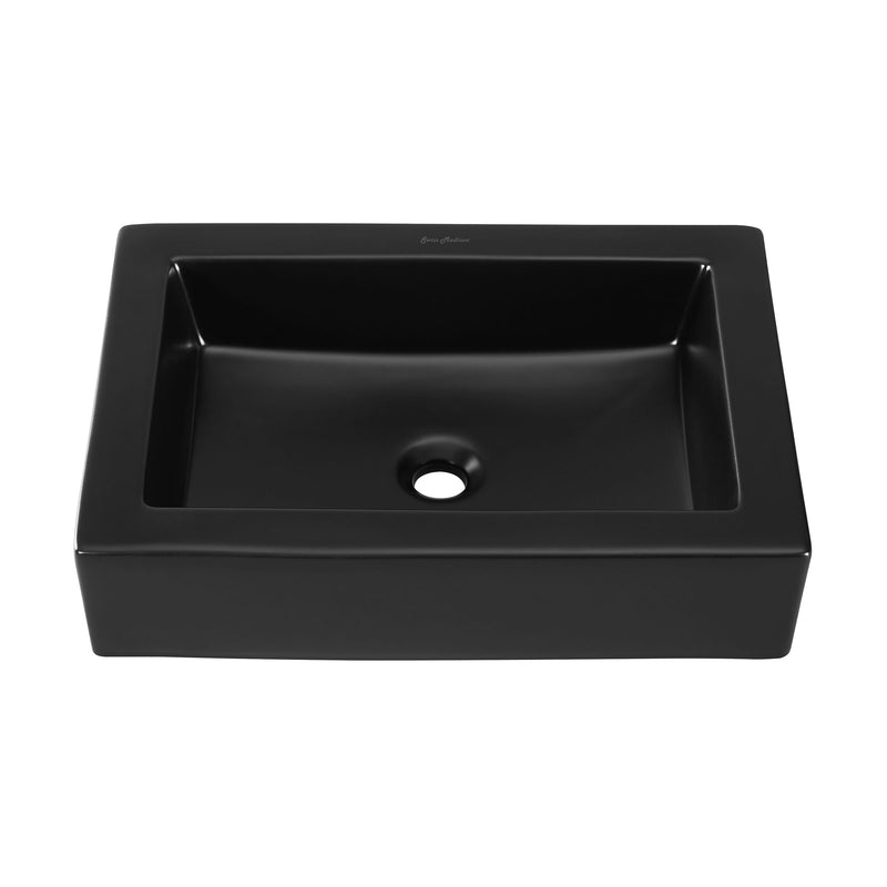 Voltaire Ceramic Rectangle Vessel Sink, Matte Black I0752