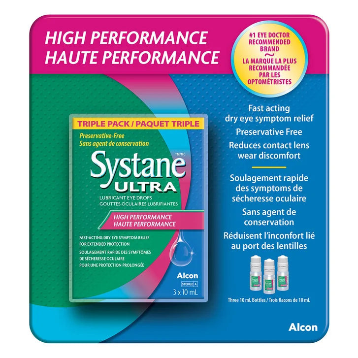 Systane Ultra Lubricant Eye Drops, Preservative Free, 3 x 10 mL Bottles G9196