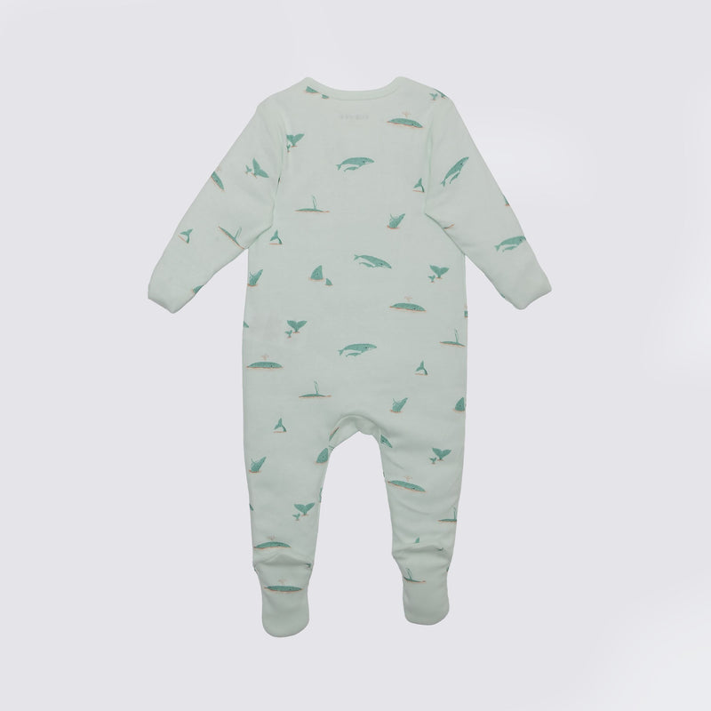 Whale Print Premium Organic Cotton Play and Grow Zippy, Various Sizes X4895