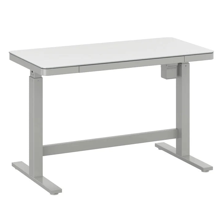 Tresanti Tessa 119.4 cm (47 in.) Adjustable Height Desk with LED Lighting, White N7745