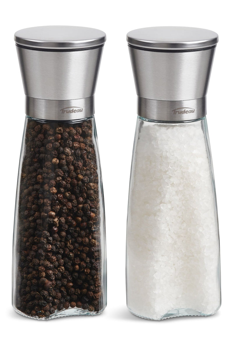 Stainless Steel/Glass Salt & Pepper Grinder Mill Set, Pre-Filled, 8-in, 2-pc X3288