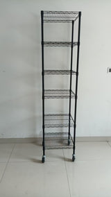 6-Tier Slim Small Space Storage Rack with Adjustable Shelves, No Tool Assembly