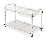 Alpha Under-Sink Expandable & Adjustable Metal Storage Organizer Shelf with Basket, Chrome