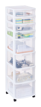 Clear 8-Drawer Storage Tower