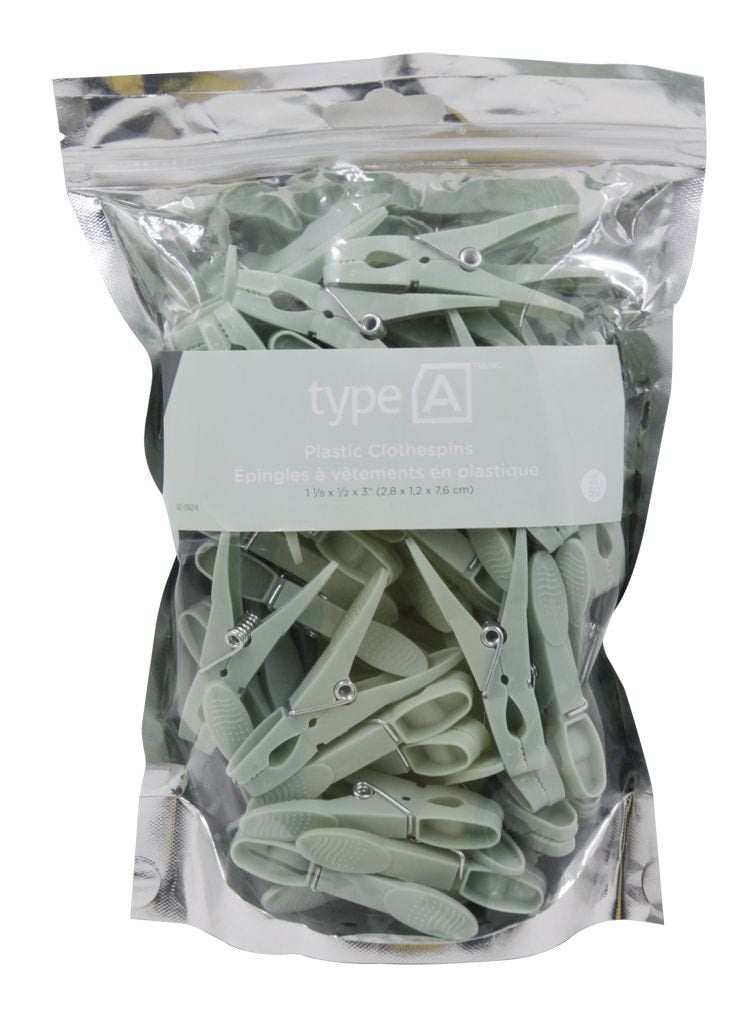 Plastic Clothespins, 50-pk, 1.1-in x 0.5-in x 3-in J9674