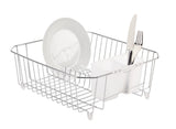 Small Metal Dish Drying/Draining Rack For Kitchen, Chrome, 14.25 x 12.5 x 5-in