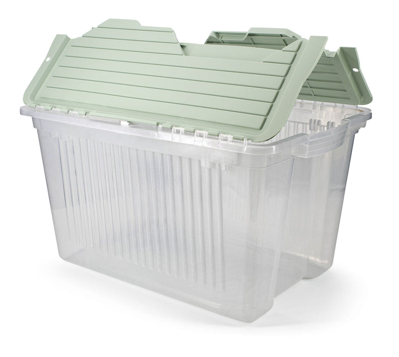 Transparent Stackable Storage Box with Flip-top Lid, 45-L, Eucalyptus Q0082