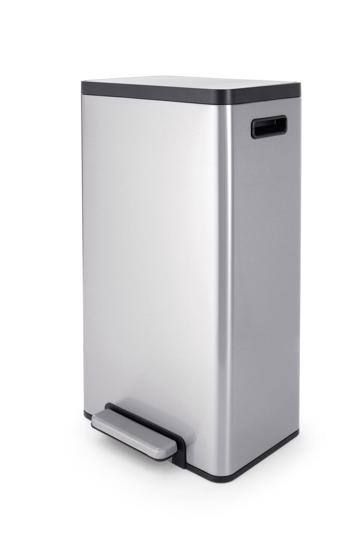 Wide Stainless Steel Rectangular Step Garbage Can with Slow Close Lid, 30-L