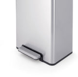 Wide Stainless Steel Rectangular Step Garbage Can with Slow Close Lid, 30-L