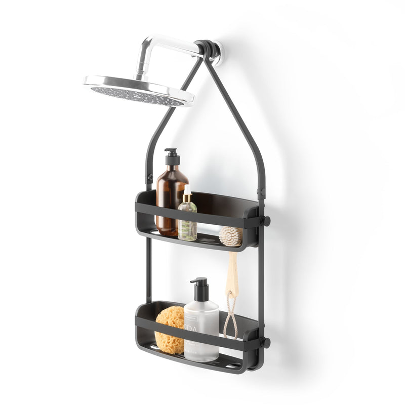 Flex Adhesive Rigid Plastic Shower Caddy, Black G4642