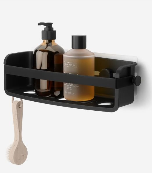 Flex Adhesive Shower Caddy Organizer Bin, Black Q718
