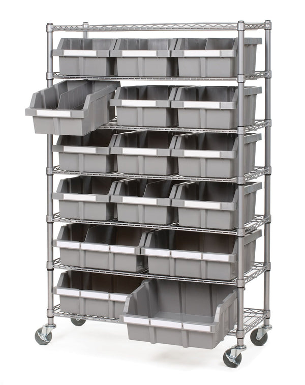 7-Tier NSF 16-Bin Rack Shelving, 36-in x 14-in x 56-in M9983