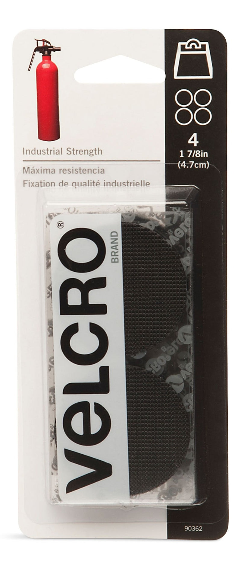 Hook-and-loop Industrial Strength Heavy Duty Adhesive Coins, Black, 7/8-in, 4-pk F8599