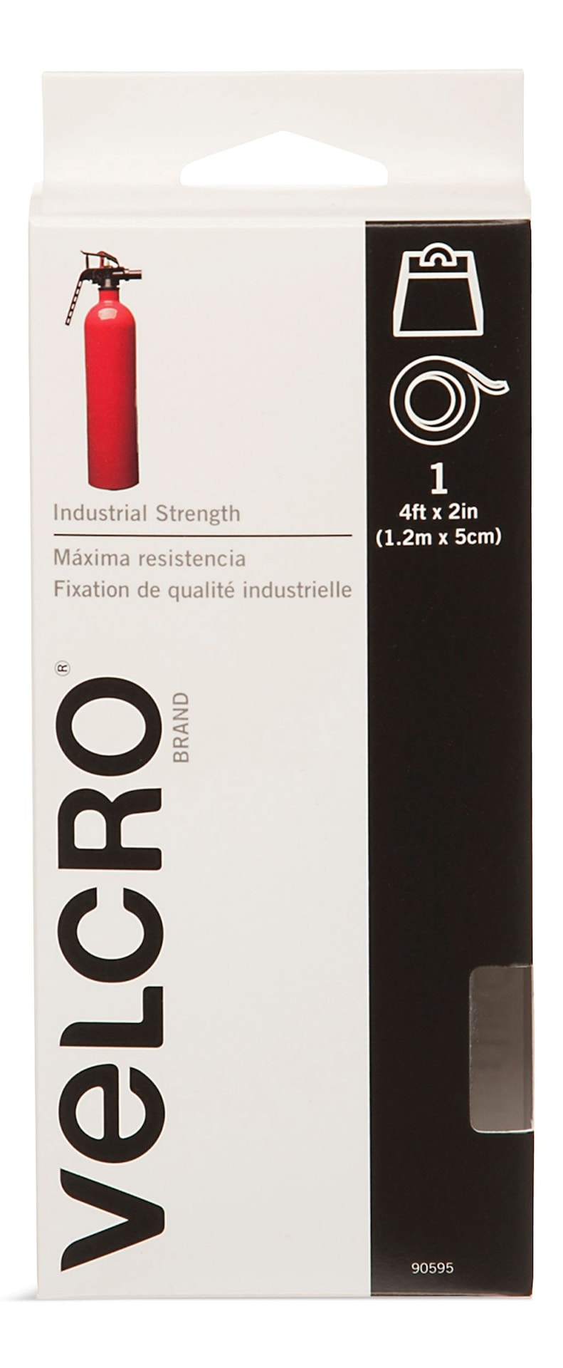 Hook-and-loop Industrial Strength Tape, White, 4-ft x 2-in, 1-pk T8571