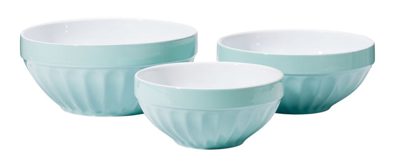 White/Blue Ceramic Mixing Bowl Set, 3-pc X1316
