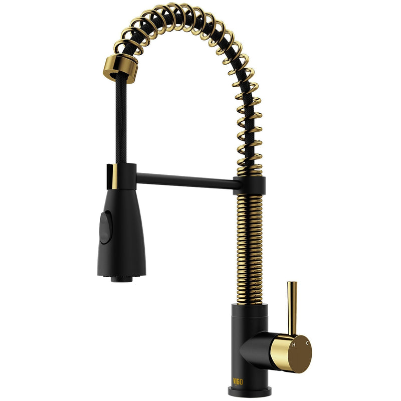 Brant 19-in Single-Handle Gold/Black Kitchen Faucet Y8009
