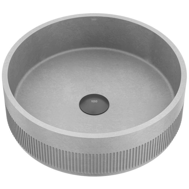 Cypress 16-in Deep Grey Bathroom Sink/Basin with Round Fluted Vessel X7837
