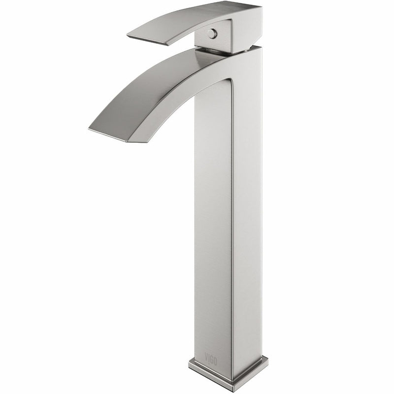 Duris Vessel Single Handle Vessel Sink Bathroom Faucet with Deck Plate, Brushed Nickel C4437